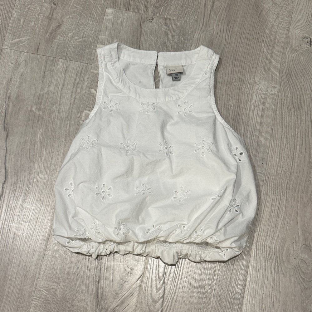A New Day White Eyelet Crop Top